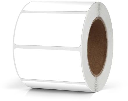Meitaat Pegatinas rectangulares blancas, 50 x 25 mm, codificación de colores, autoadhesivas, rollo despegable, 500 unidades