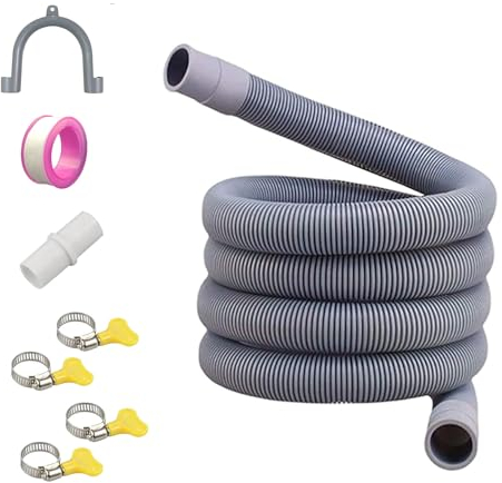 ANBOO Tuyau Vidange Machine a Laver 2m, Rallonge Tuyau Vidange Machine a Laver, pour Lave-Vaisselle Et Machine à Laver, avec 7 Accessoires