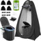 Toilettes de camping avec tente d'intimité pop-up et gel liquide usagé, toilettes portables pour camping avec grande tente, pot ergonomique offrant un confort amélioré, convient à tous les âges (noir)