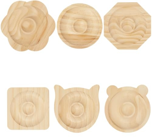 Beebeecraft 6 st 6 stilar armband tillverkning pärlbricka fyrkantig rund blomma oktagon björn kattform träarmband pärla designbräda smycken organiserare bricka mattor för smyckestillverkning
