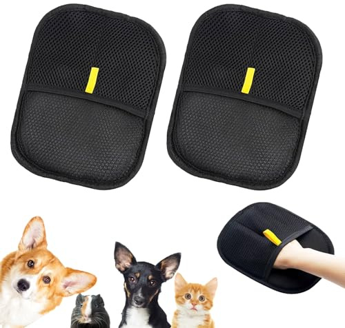 Lot de 2 gants magnétiques pour épilation des poils d'animaux domestiques, gants de toilettage réutilisables, double face, gants antistatiques pour enlever les poils des chats et chiens