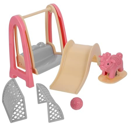 Milisten Miniature Dollhouse Accessory Set Realistic Swing Slide Rocking Horse Football Goal Decorative Ornament for Creative Play Micro Landscape Layouts