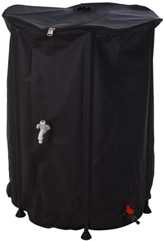 idooka Large Collapsible 250L Waterbutt Rainwater Collector Barrel with Tap, Lid, and Hose Pipe Connector - Black