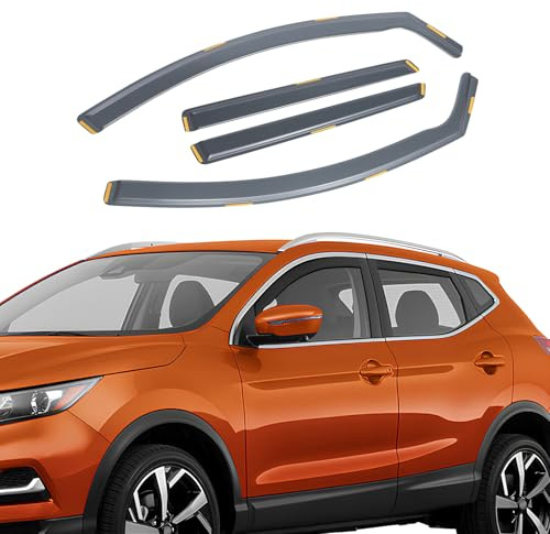 GEARCELL 4 PCS Wind Deflectors, Rain Guards Window Visor Left & Right Compatible with Nissan QASHQAI MK2 2014-2021 5 Door SUV Rain Shield Shade Replacement Tinted
