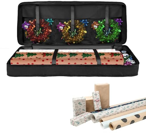 Presentpapper Förvaringsväska, Presentpappersorganisatör, 82 x 34 x 13 cm Presentpappersrullorganisatör, med fack, jul, för förvaring av rullar, band, rosetter