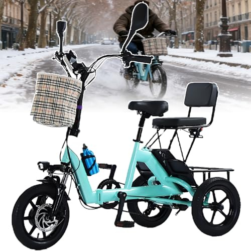 smafoseedding Triciclo Eléctrico para Adultos (2025): Plegable, De 3 Ruedas, con Pantalla LCD, Capacidad De Carga De 180 Kg Y 45 Km De Autonomía, 3 Modos De Conducción, Bocina Y Luz Led. Blue