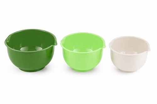 eMKay® 3 Pcs Mixing Bowl Set | Nesting Kitchen Bowls with Pouring Spout | Baking & Food Prep Bowls | Dishwasher Safe | 2.5L 2L 1.5L (Forest Mint Cream)