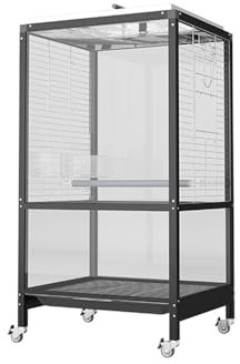 aviary Bird Cage Metal Double Display Suitable for Parrots, Canaries. Black Color