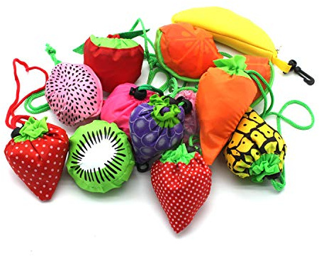 Dodkes 10PCS Fruits Reusable Grocery Shopping Tote Bags Folding Pouch Storage Convenient for Travel
