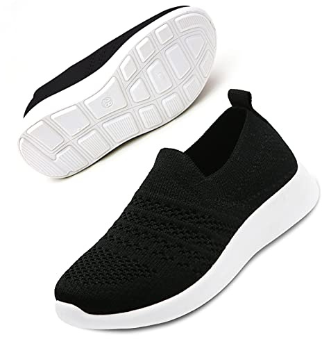 Apawwa Filles GarçOns Chaussures Respirant Enfants Chaussures à Enfiler LéGèRes Chaussures DéContractéEs Baskets pour Enfants pour Le Sport Et L'AthléTisme ZC30 Color Black Size 24