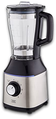 KHG Smoothie Maker Standmixer aus Glas für 1,75 Liter in Schwarz & Edelstahl, mit Messskala, Nachfüllöffnung, Dosierbecher & 4 Saugfüßen, 5 Leistungsstufen & Eis-Crusher-Funktion