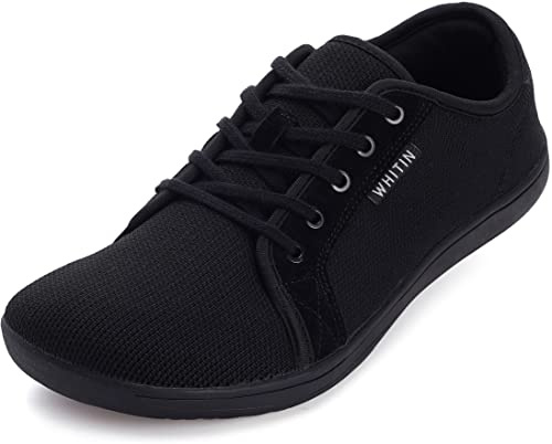 WHITIN Women's Minimalist Barefoot Shoes Wide Toe Toe Box Zero Drop Fashion Sneakers Size 8 Tennis Running W81 Sport Athletic Flat Walking Black 39