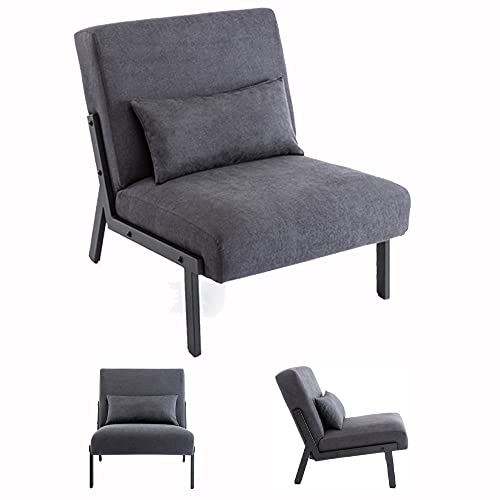 Mingone Sessel Lounge Modern Einzelsessel mit Rückenlehne Loungesessel Design Cocktailsessel Relax Sessel mit Kissen Bequemer Polstersessel für Wohnzimmer Schlafzimmer Balkon, Dunkelgrau