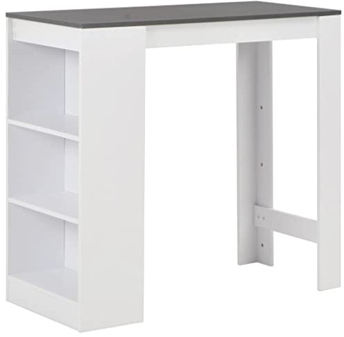 RAUGAJ Bartisch mit Ablage weiß 110x50x103cm Artikelfarbe weiß mit grauer Tischplatte