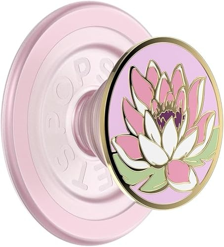 PopSockets telefongrepp kompatibel med MagSafe, telefonhållare, trådlös laddning kompatibel, emalj – vattenlilja