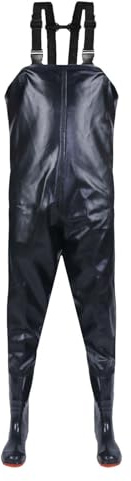 Botas de pesca con cuello de tortuga para hombre, manga larga, pantalones de pesca con tirantes, transpirables, para agua cruzada, traje para hombre con capucha, Negro, 40