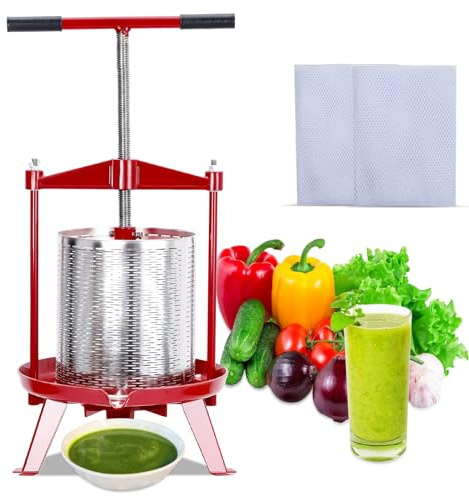 3.69 Gal Stainless Steel Fruit and Wine Press, Manual Fruit Wine Press, With T-Handle, Stable Triangular Structure, Wine Making Press for Outdoor, Kitchen