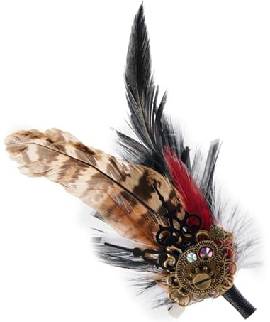 NIHENHAO Broche Steampunk para mujer y hombre, estilo punk, reloj de engranaje, broche de plumas, broche de solapa, pin de disfraz, ramilletes, horquilla para el pelo genial