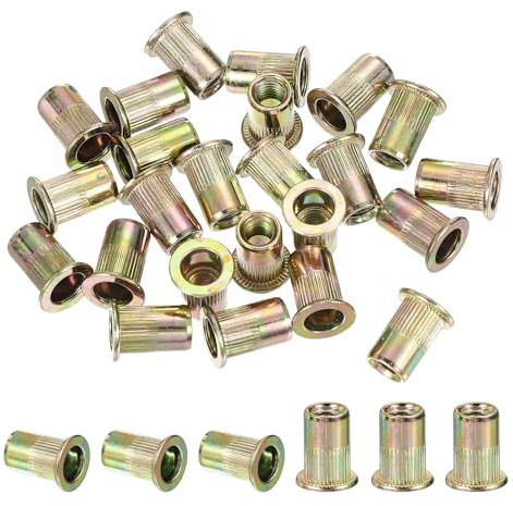 PATIKIL 1/4 Écrou aveugle en acier au carbone, 100 pièces Écrou aveugle à tête plate pour meubles Électrique Industrielle, Or