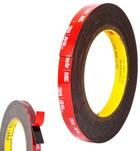 MADGININE Heavy Duty Double Sided Tape 3m x 12mm Red, Ideal for DIY, Repair, Installation and Crafts, Water Resistant, Bonds to Glass, Metal, Wood, Plastic
