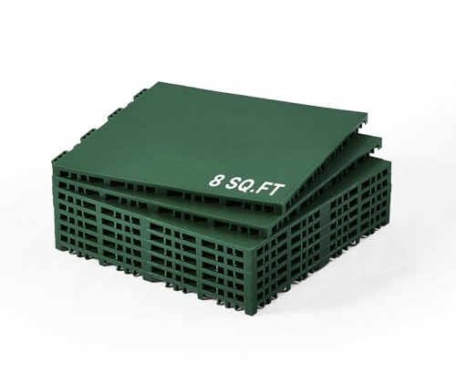 VEVOR Azulejos de Suelo para Hockey sobre Césped Artificial, 8 uds, Superficie de Entrenamiento Versátil Entrelazada, Baldosas para Pista de Baile, (Verde, 8 Pies Cuadrados/Caja), 315 x 315 x 16 mm