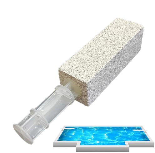 Pumice Stone for Toilet - Hard Water Rings Scouring Stick with Handle - Heavy Duty Cleaner Scrubber Powerful Stain Remover for Pool