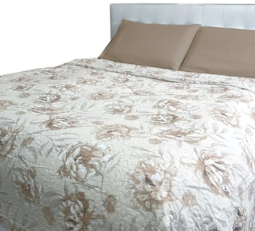Home Tresor Trapuntino Copriletto, Quilt Letto Primaverile-Estivo, Trapunta Anallergica Autunnale Mezza Stagione 100 gr/mq Antiacaro e Traspirante (Dis. 4, Matrimoniale)