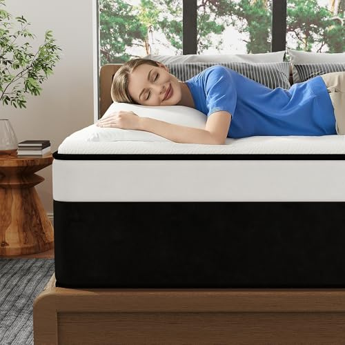 VERHOPE Queen Mattress, 12 Inch Queen Hybrid Mattress in a Box with Memory Foam, Medium Firm, Euro Top, Reinforced Edge Support, Pressure Relief & Motion Isolation, CertiPUR-US Certified