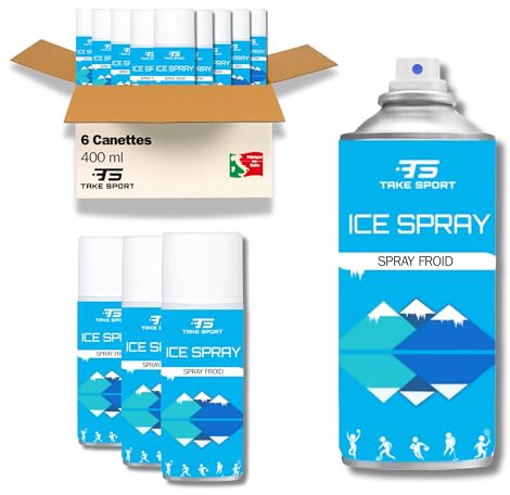 TS Take Sport® Spray Frío Instantáneo 400 ml Pack 6 – Hielo Instantáneo para Lesiones, Esguinces, Contusiones y Primeros Auxilios – Spray Profesional para Deportistas y Fisioterapia