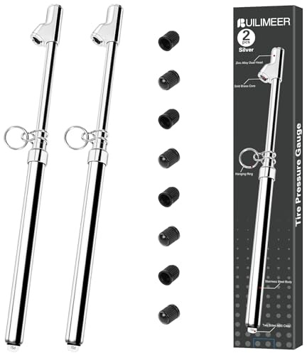 Builimeer 2-Pack Dual Head Tire Pressure Gauge – Heavy Duty 10-150 PSI Air Pressure Gauge with Stainless Steel Body, Metal Nozzle & Durable Plated Brass – for Cars, Trucks, Bikes, RVs & Vehicles