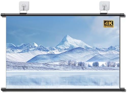 Schermo Proiettore Estraibile, Telo Proiettore 16:9 HD 4K da 60/72/80/92 Pollici a Parete, Schermo Metallico Antiriflesso per Home Cinema e Azienda(92in)