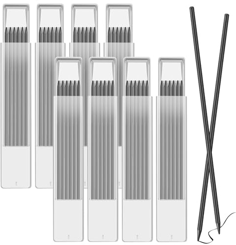 OSDUE 48 PCS de Minas de Lápiz de Carpintería, 2,8 mm, Repuesto de Minas de Lápiz de Construcción Mecánica de Agujero Profundo Sólido para Dibujar, Escribir, Manualidades,Bocetos (Negro)