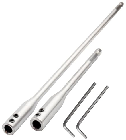 Mesee 2 Stück Extra lang verlängerung, Verlängerungsstange Bohren, 1/4-Zoll-Schaft Bohrerverlängerungssatz für Bohrerverlängerung aus Karbonstahl für Besonders Tiefe Lochfräsungen und Durchbrüche