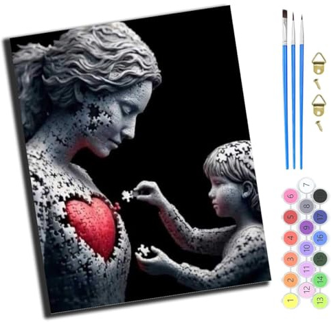 XIAOYOUQIAN Jigsaw Puzzle Mother's Heart,DIY Painting by Numbers Kits for Kids Adults Beginner,40X50Cm，Oil Painting for Home Wall Decoration Hand Painted Gifts,with Frame