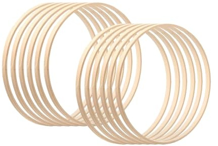 Krmoau Ringar 10 stycken 15 cm drömfångare ringar, trä bambu blomdäck set, makramé ringar blommig ring set makramé hantverksring för, bröllop dekorhantverk