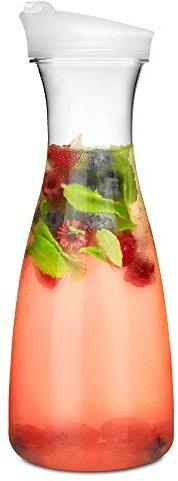 Plastic Carafe with Lid 35oz / 1ltr - Plastic Decanter, Water Carafe, Juice Carafe