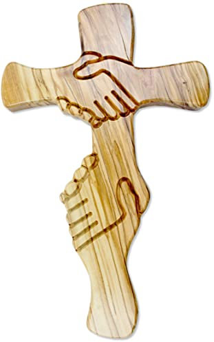 Proposte Religiose Croce dell'Amicizia da Parete in Legno di Olivo Artigianale - Cm 17x28