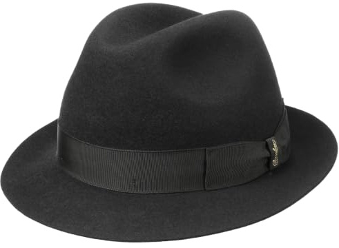 Borsalino Cappello Feltro Pelo Marengo Trilby Donna/Uomo - Made in Italy da Uomo di con Nastro Grosgrain Estate/Inverno Inverno - 57 cm Nero