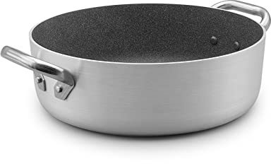 Pentole Agnelli ALSA106GPI28 Linea Shark Skin Induzione, Casseruola Bassa, Antiaderente, con 2 Manici in Acciaio Inossidabile, 28 cm