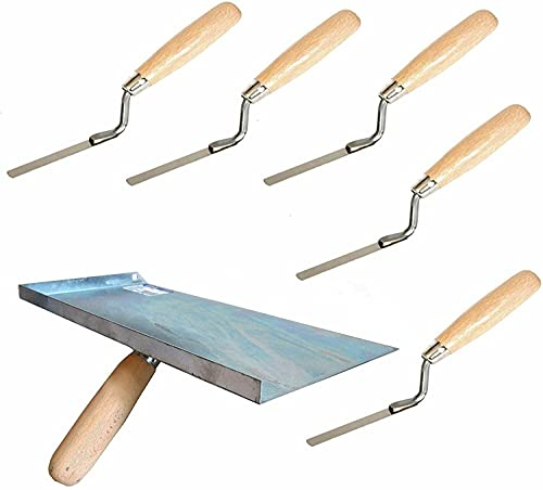 Pointing Brickwork Hawk & 5 x Finger Trowels Set, Jointing Brick Gaps Fill Fix Repair Tools DIY