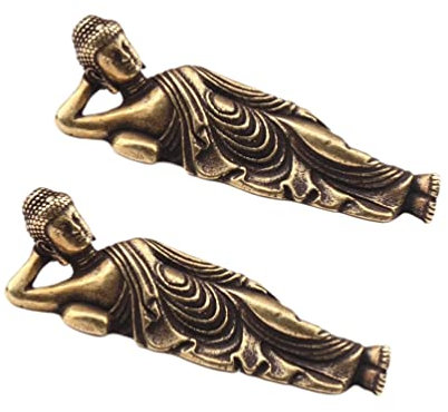 VICASKY 2pezzi Mini Statue Di Buddha Ottone Massiccio Decorazione Per Casa e Ufficio Figura Del Buddha Disteso Per Arredamento Elegante e Rilassante