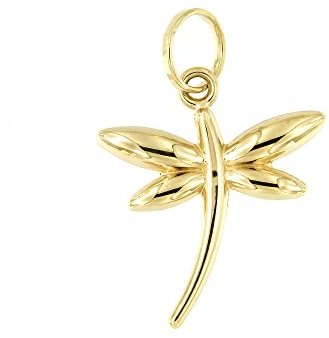 forme di Lucchetta - Libelle Anhänger aus 14K Gelbgold | Symbol der Freiheit und Veränderung, Goldanhänger Damen Mädchen 585 Echtgold für Kette (bis zu 4 mm) - hergestellt in Italien
