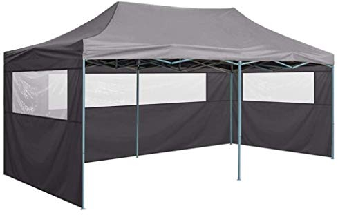 Gartenpavillons, Partyzelt, 6 x 3 m, Gartenpavillon, Festzelt mit 4 Seitenwänden, vollständig wasserdicht, pulverbeschichteter Stahlrahmen für Hochzeiten im Freien, Gartenparty, Anthrazit