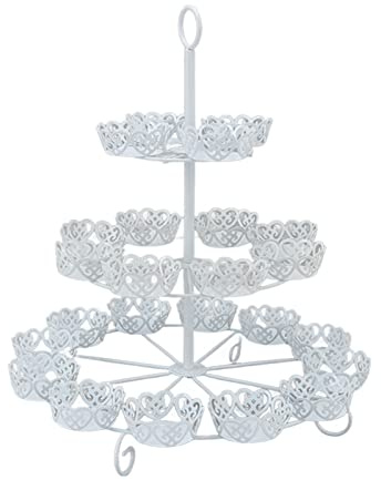QANYEGN Tårtställ 3 nivåer, Etagere Large För 24 Cupcakes, Cupcake Stand Vit, För Bröllopsfest Födelsedag