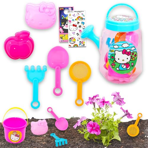 Hello Kitty Watering Can Set for Kids Water Toys - 6 Pc Beach Toy Bundle with Watering Can, Shovel, and More Water Toys