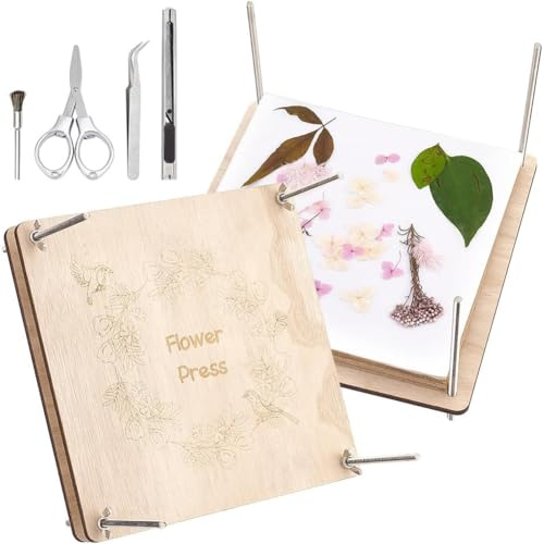 PH PandaHall Kit Pressa per Fiori Kit per la Stampa di Fiori in Legno, Conservazione Piante a 8 Strati Fai Da Te Fiore Pressato Arti e Mestieri Amanti dell'Arte e dell'Artigianato, 27.4x27.4cm
