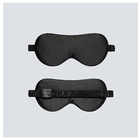 HBALDTEDC Maschere per Il Sonno, Maschere per Il Sonno Maschera for Dormire in Seta, Cuscini for Gli Occhi Traspiranti, in Seta di gelso(Black)
