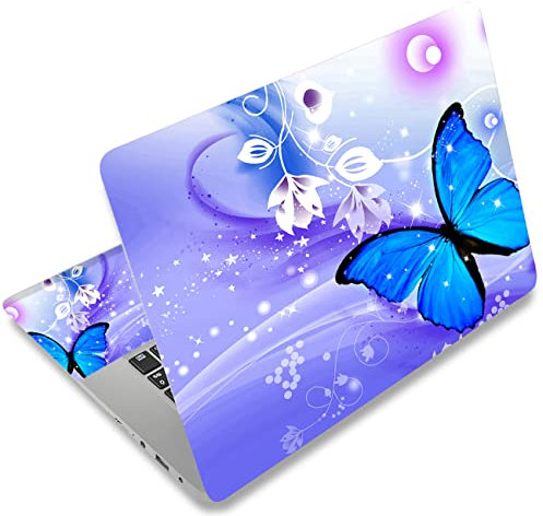 icolor Laptop Skin Aufkleber Folie Cover Vinyl Aufkleber für 13 13,3 14 15 15,4 15,6 Zoll Notebook Schutzfolien Laptop Selbstklebend Kunst Dekorative Aufkleber Schutzhülle (Blauer Schmetterling)