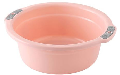 Round Plastic Wash Basin, Large Capacity Washing Basin with Double Handles Thicken Dish Wash Basin Multipurpose Washtub for Wash Vegetable Fruit (Large‑Peach Pink)