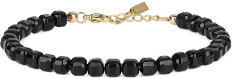GAVU Bracciale da Donna con Perline di Pietre Dure, Bracciale Onice Nero da Donna